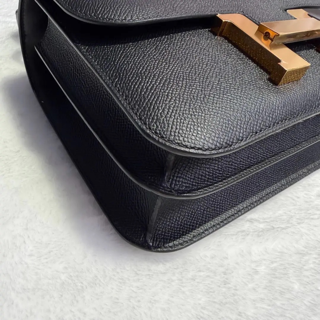 【#775】Pre-owned Hermes Constance 24 Black Gold  Epsom Leather C（2018） Color Cold 89 BJ1101805036