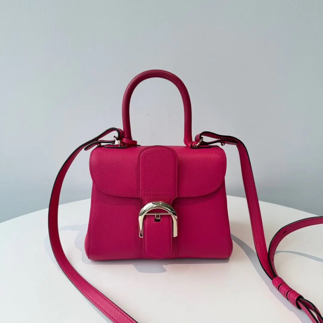 [#669]Pre owned Delvaux Brilliant Red Calfskin Mini Golden Hardware BJ110&04088