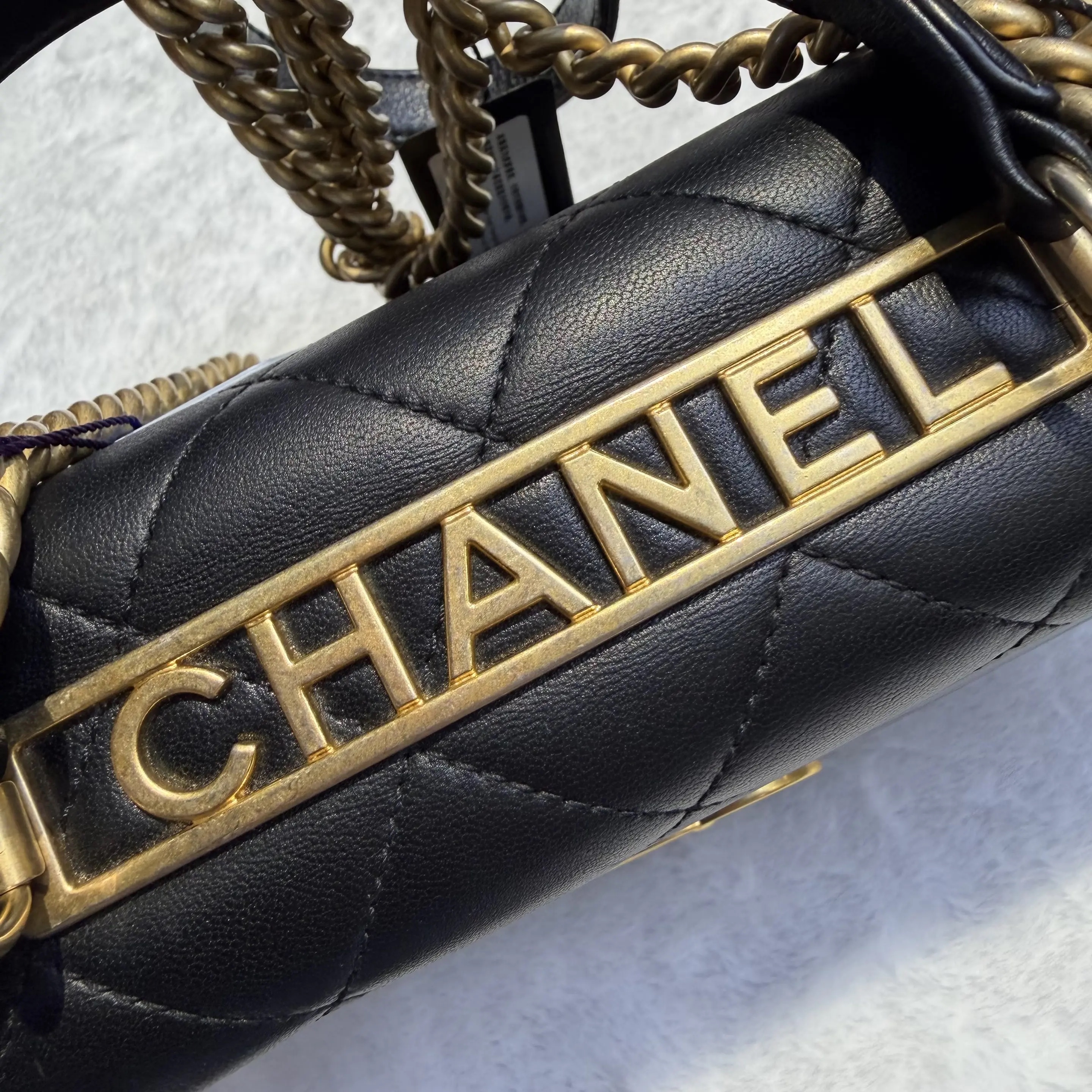 [#626]Pre owned Chanel Trendy CC Lambskin Small Golden hardware BJ11019050178