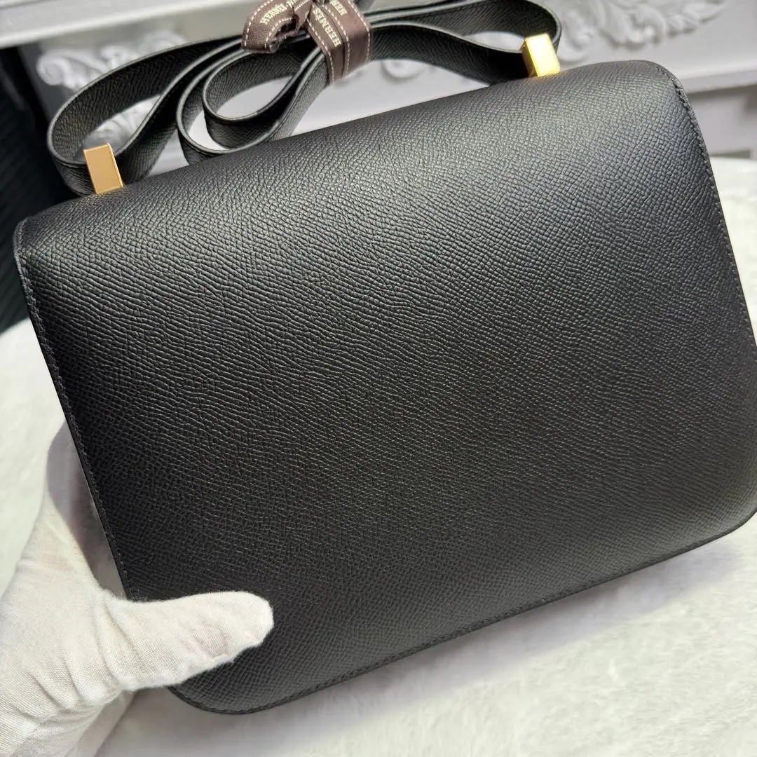 【#775】Pre-owned Hermes Constance 24 Black Gold  Epsom Leather C（2018） Color Cold 89 BJ1101805036