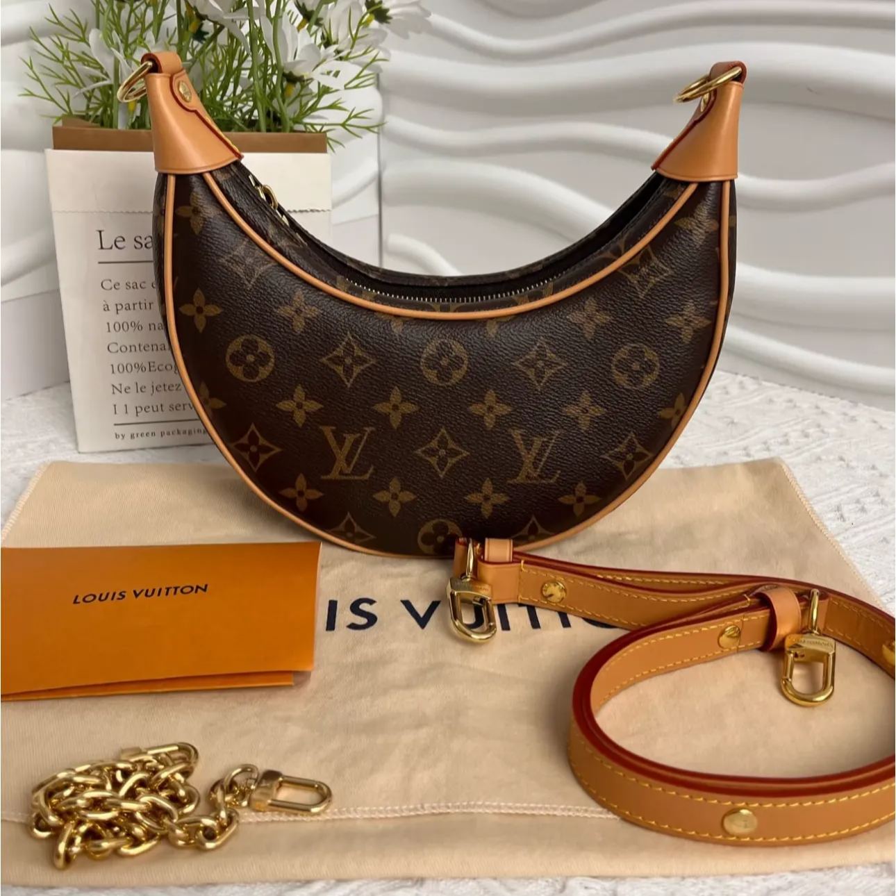 【#538】Pre-owned Louis Vuitton Loop Hobo Monogram  Canvas Shoulder Bag BJ1109905012&1999 