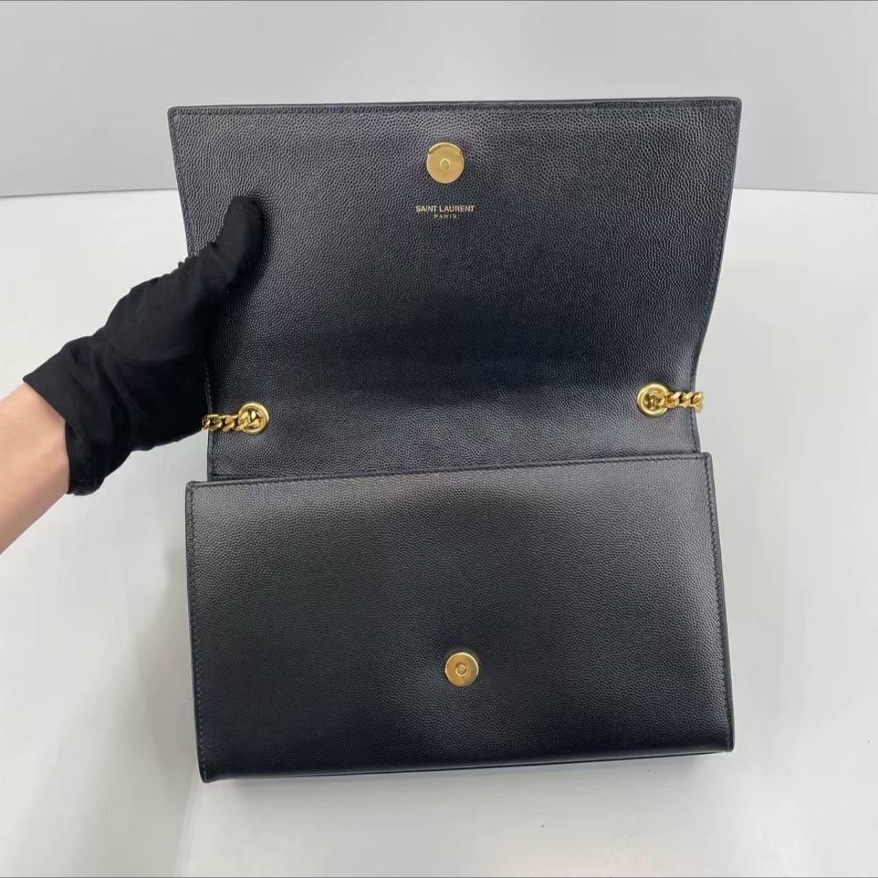 【#511】Pre-owned Yves Saint Laurent Kate Black Gold  Calfskin Shoulder Bags YSLBJ1109904070 