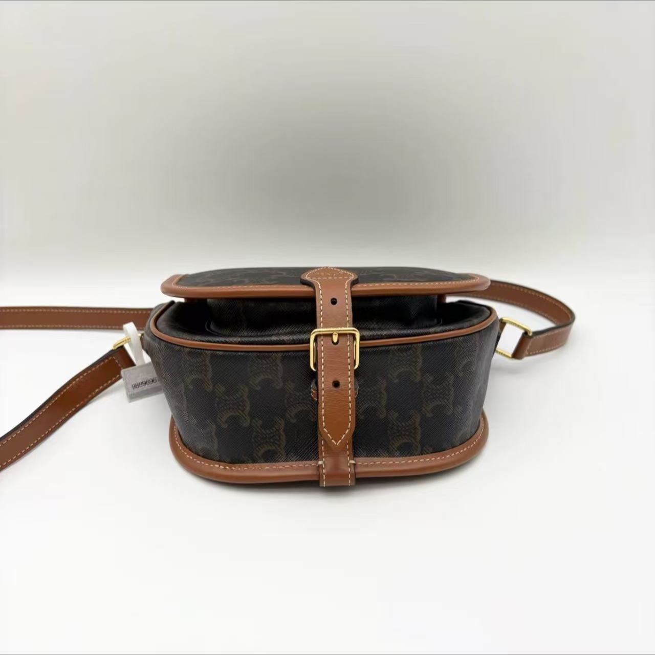 【#490】Pre-owned Celine Triomphe Folco Saddle Bag  Triomphe Canvas & Calfskin CrossbodyBags BJ1109904055 