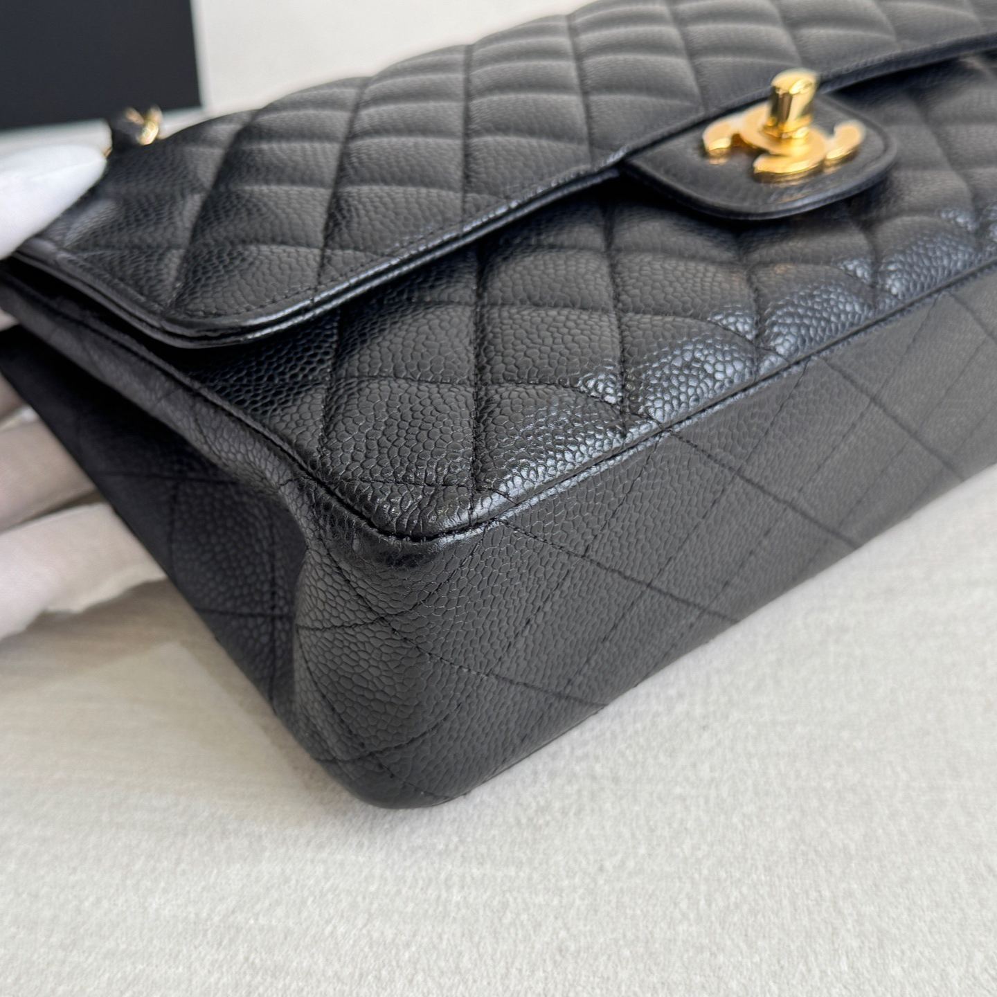 【#577】Pre-owned Chanel Classic Flap Double Flap Black Caviar Calfskin BJ11099050415