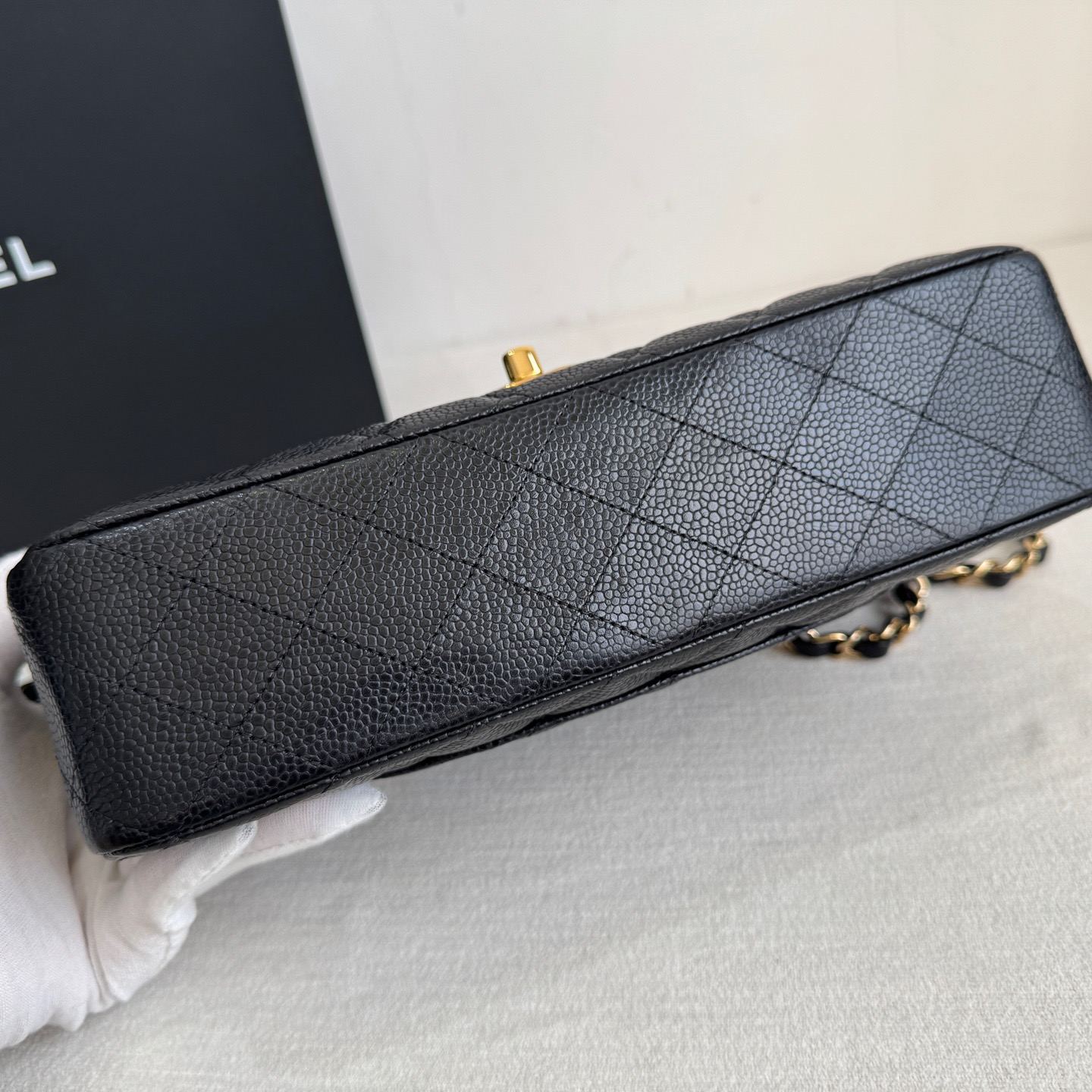【#577】Pre-owned Chanel Classic Flap Double Flap Black Caviar Calfskin BJ11099050415