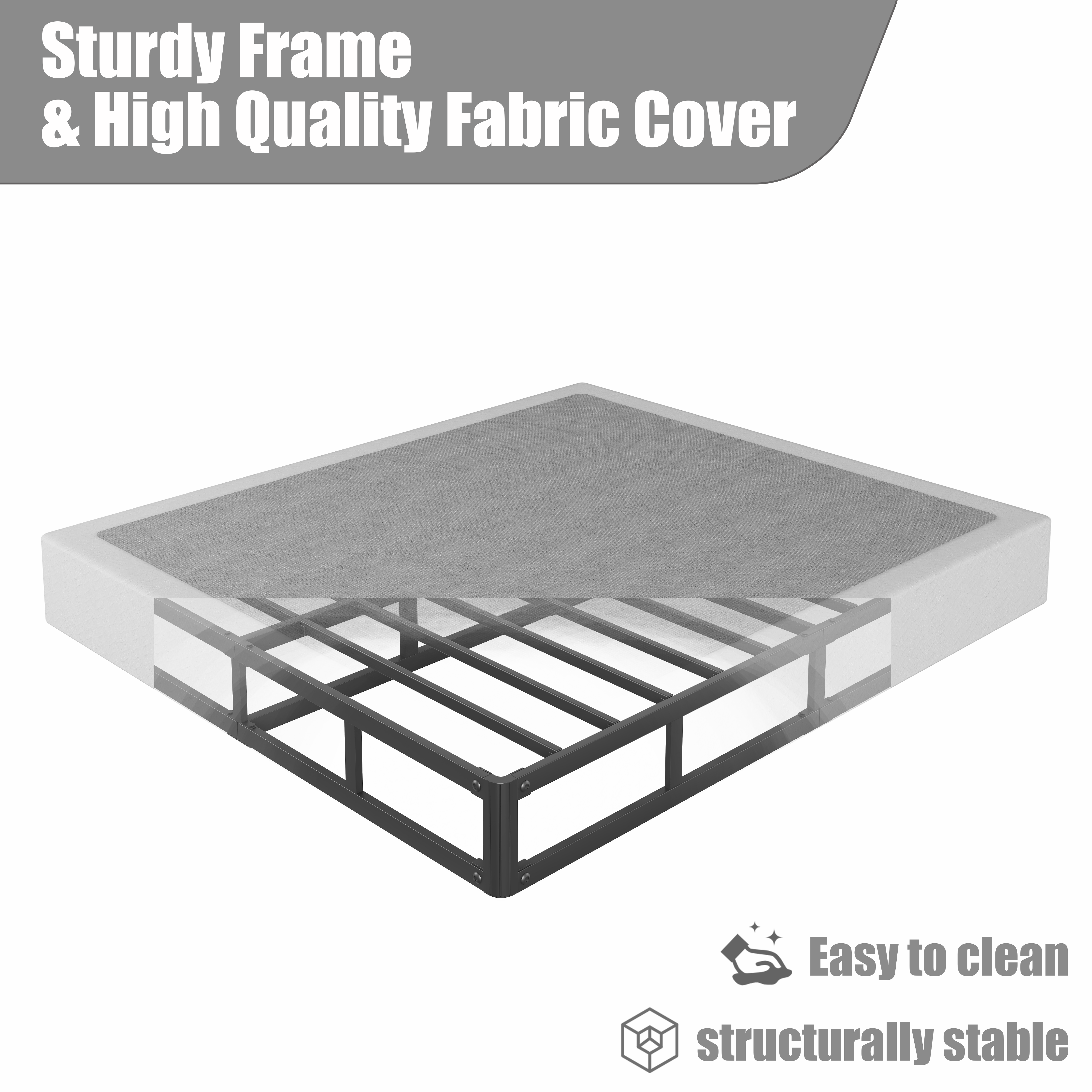 COMASACH 9" Heavy-Duty Metal Box Spring Mattress Foundation, Easy Assembly, Black