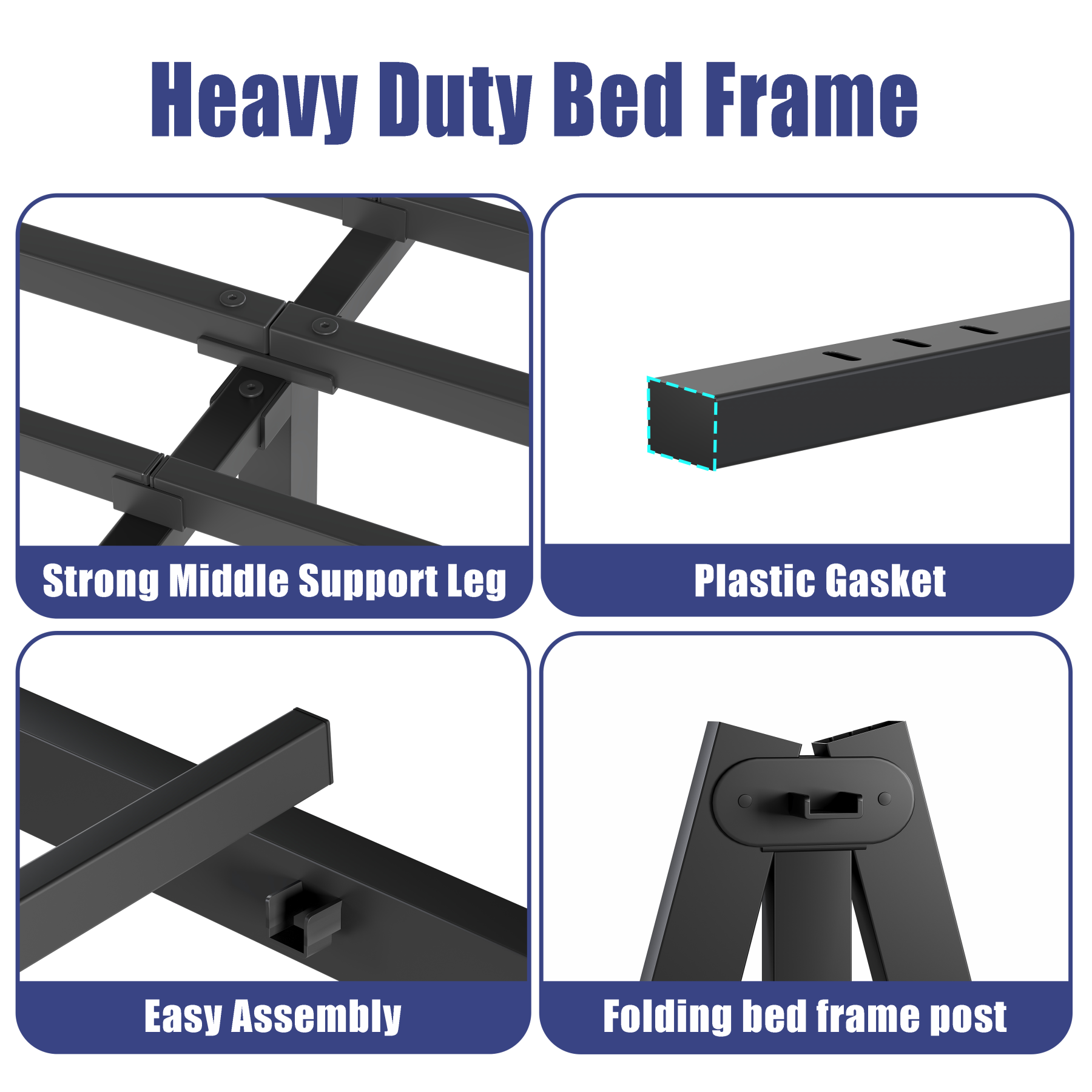 COMASACH 14 in Twin Bed Frame, Easy Assembly, No Box Spring Needed, Heavy Duty Metal Platform Bed Frame Twin Size, Noise Free, Black