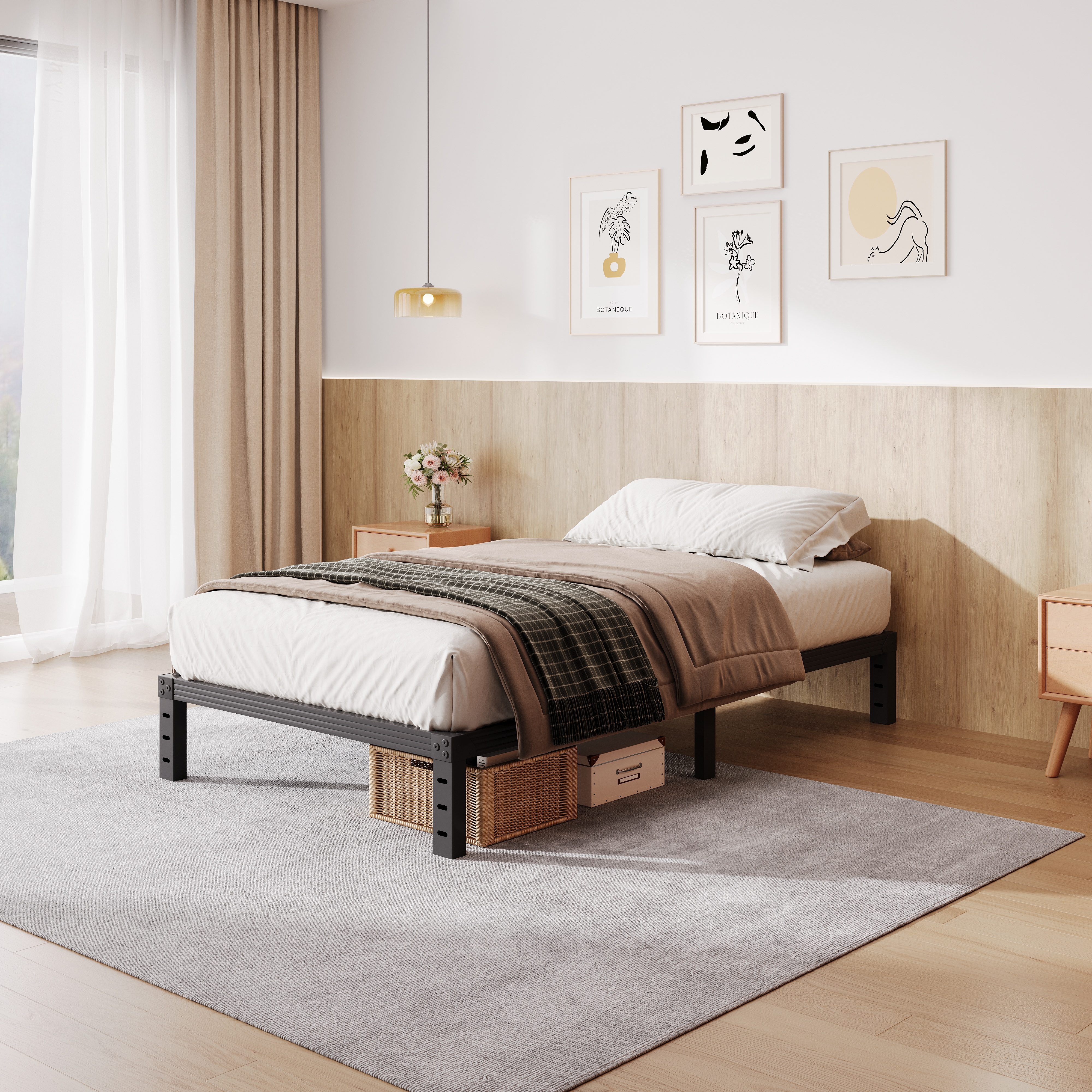 COMASACH 12 inch Twin Bed Frame, Easy Assembly, Heavy Duty Metal Platform, Noise Free, Black