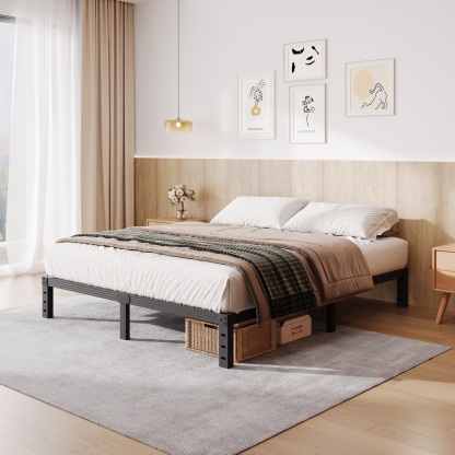 COMASACH 12 in King Bed Frame, Easy Assembly, No Box Spring Needed, Heavy Duty Metal Platform Bed Frame King Size, Noise Free, Black