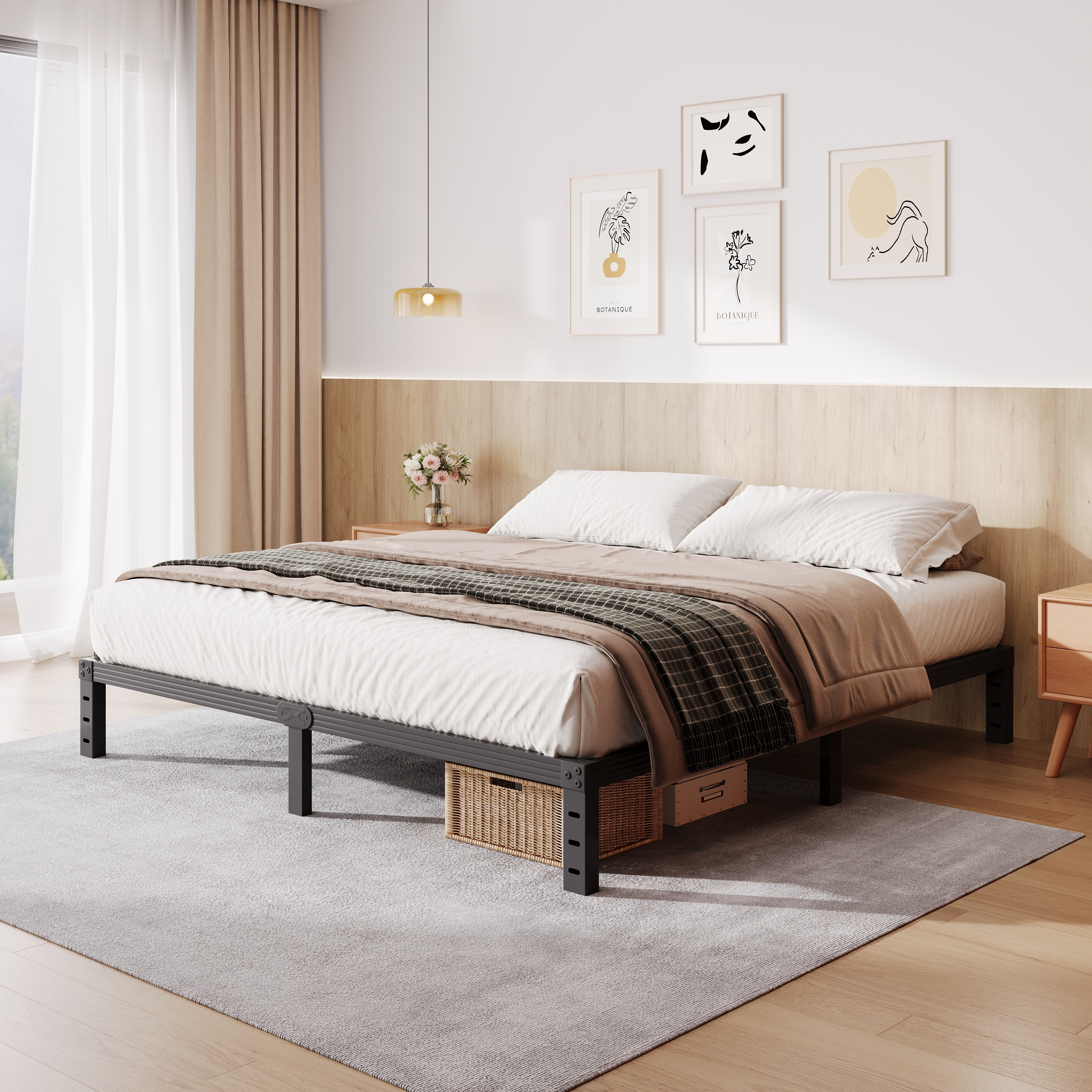 COMASACH 12 inch King Bed Frame, Easy Assembly, Heavy Duty Metal Platform, Noise Free, Black