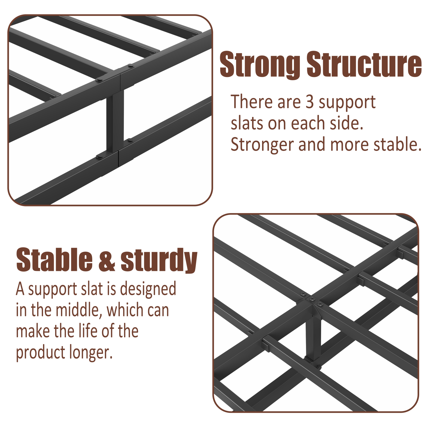 COMASACH 9" Heavy-Duty Metal Box Spring Mattress Foundation, Easy Assembly, Black