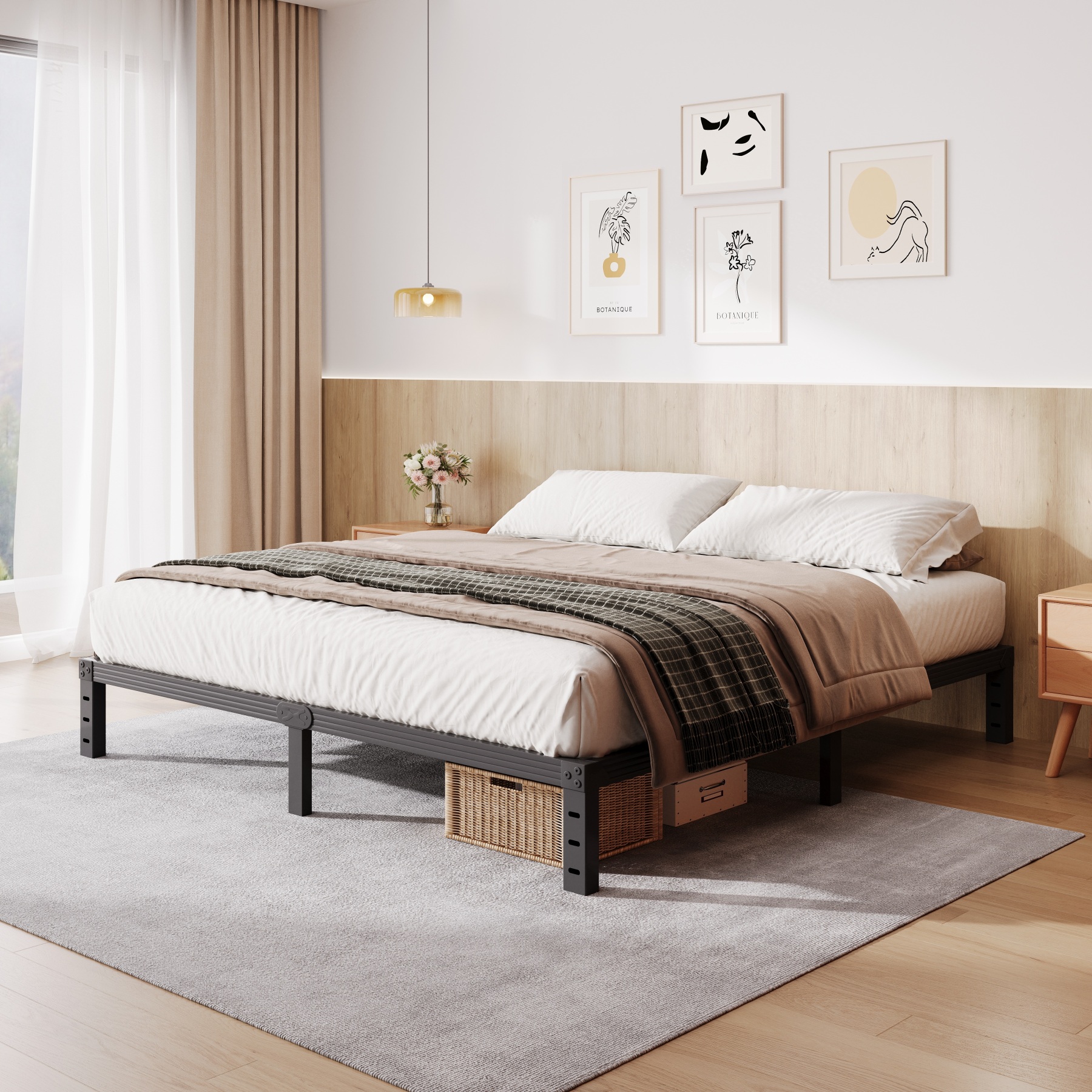 COMASACH 12 inch King Bed Frame, Easy Assembly, Heavy Duty Metal Platform, Noise Free, Black