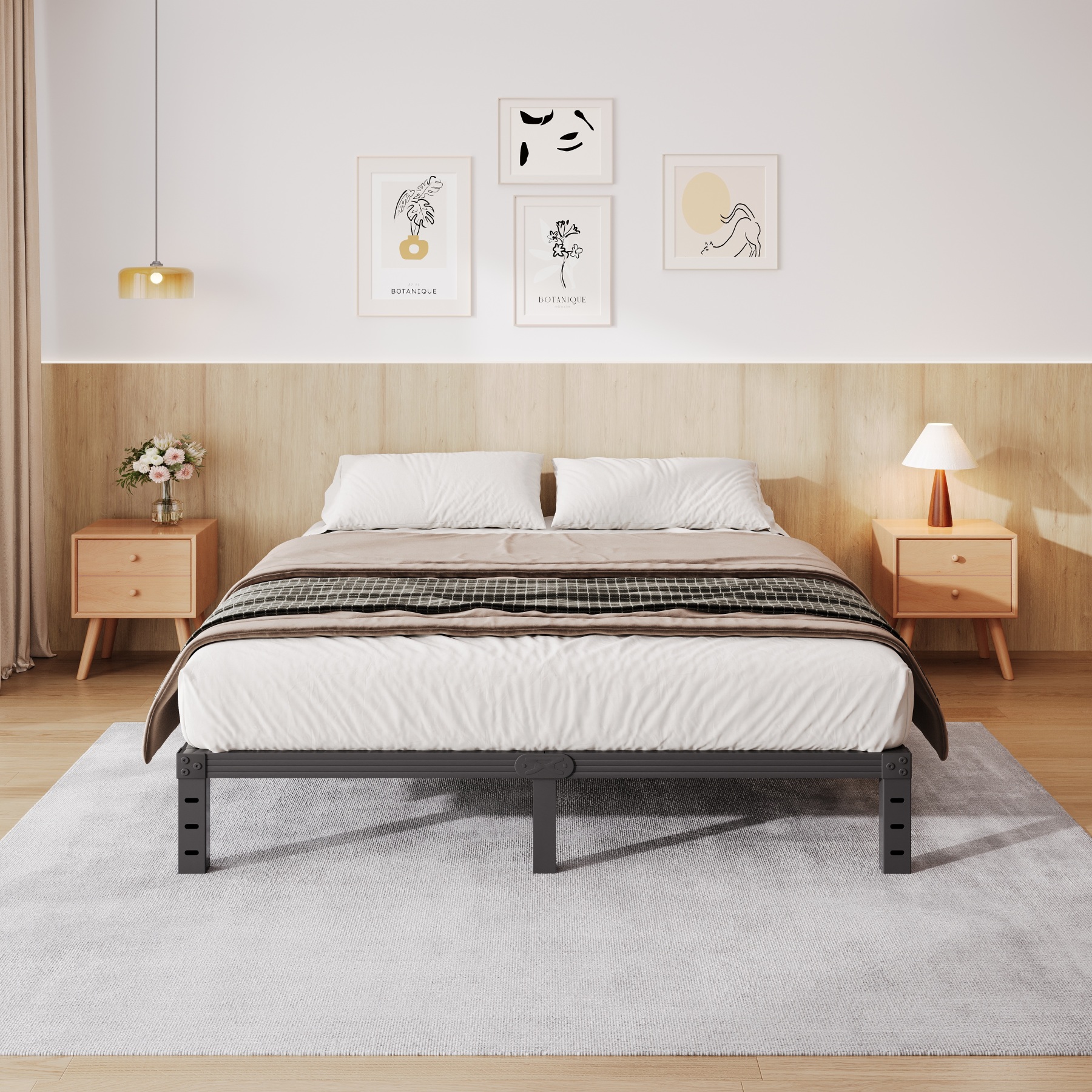 COMASACH 12 in King Bed Frame, Easy Assembly, No Box Spring Needed, Heavy Duty Metal Platform Bed Frame King Size, Noise Free, Black