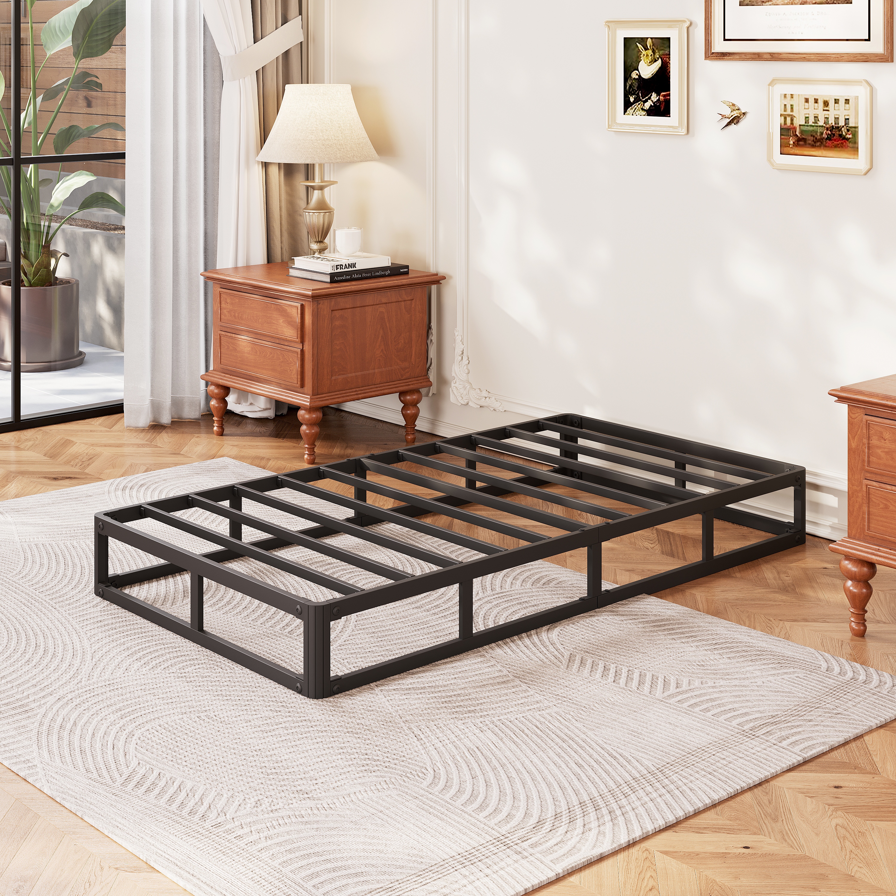 COMASACH 9" Heavy-Duty Metal Box Spring Mattress Foundation, Twin size，Easy Assembly
