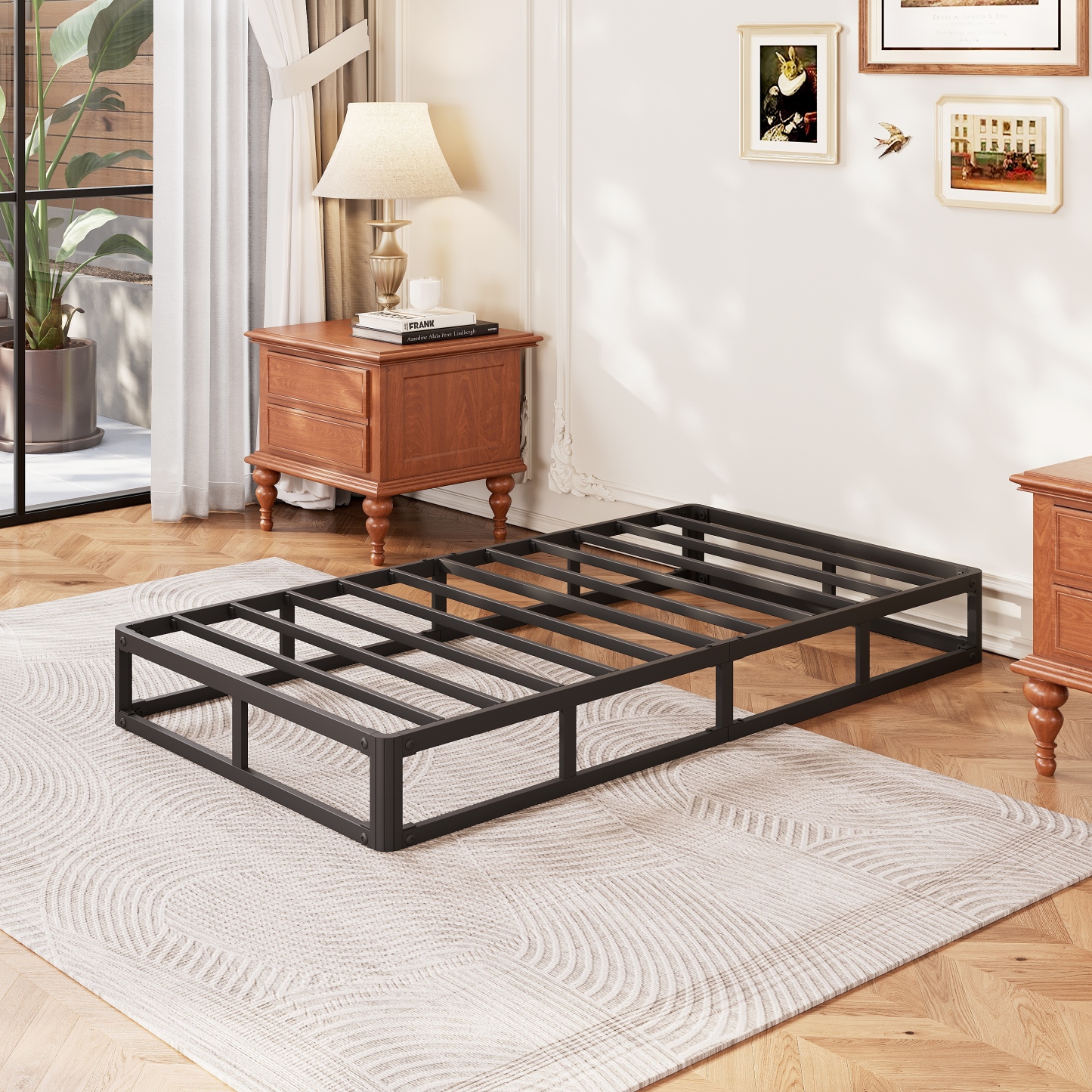 COMASACH 9" Heavy-Duty Metal Box Spring Mattress Foundation, Twin size，Easy Assembly