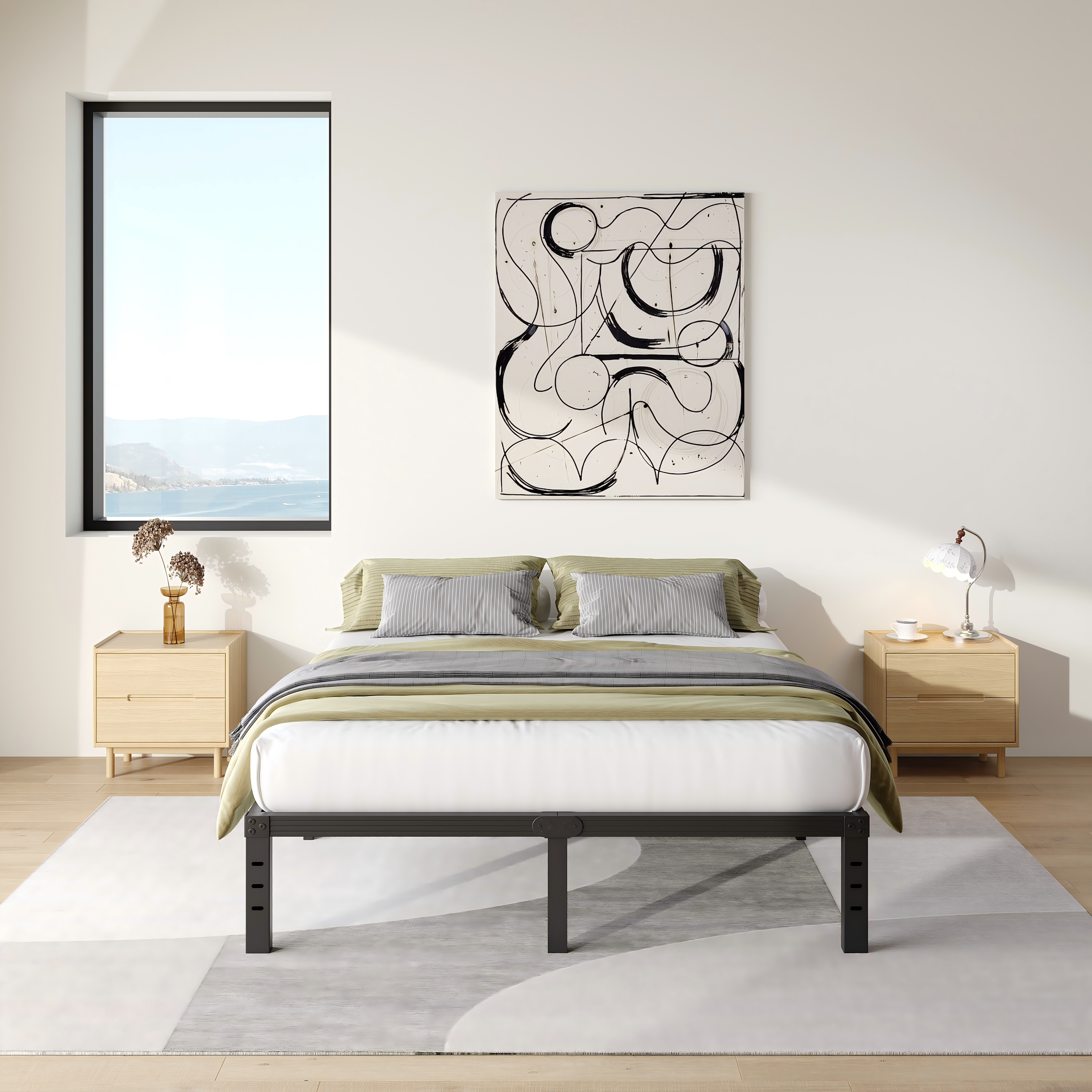 COMASACH 14 in Twin Bed Frame, Easy Assembly, No Box Spring Needed, Heavy Duty Metal Platform Bed Frame Twin Size, Noise Free, Black