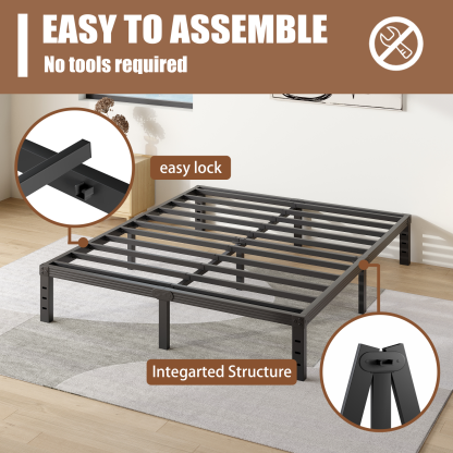 COMASACH 12 in King Bed Frame, Easy Assembly, No Box Spring Needed, Heavy Duty Metal Platform Bed Frame King Size, Noise Free, Black
