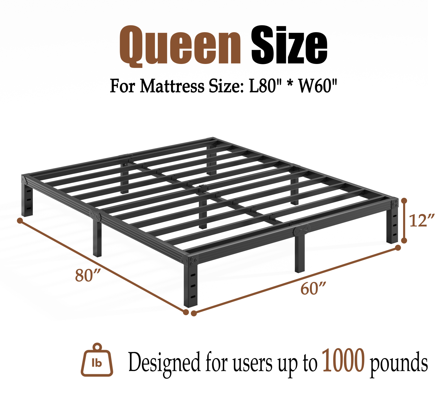 COMASACH 12 in King Bed Frame, Easy Assembly, No Box Spring Needed, Heavy Duty Metal Platform Bed Frame King Size, Noise Free, Black