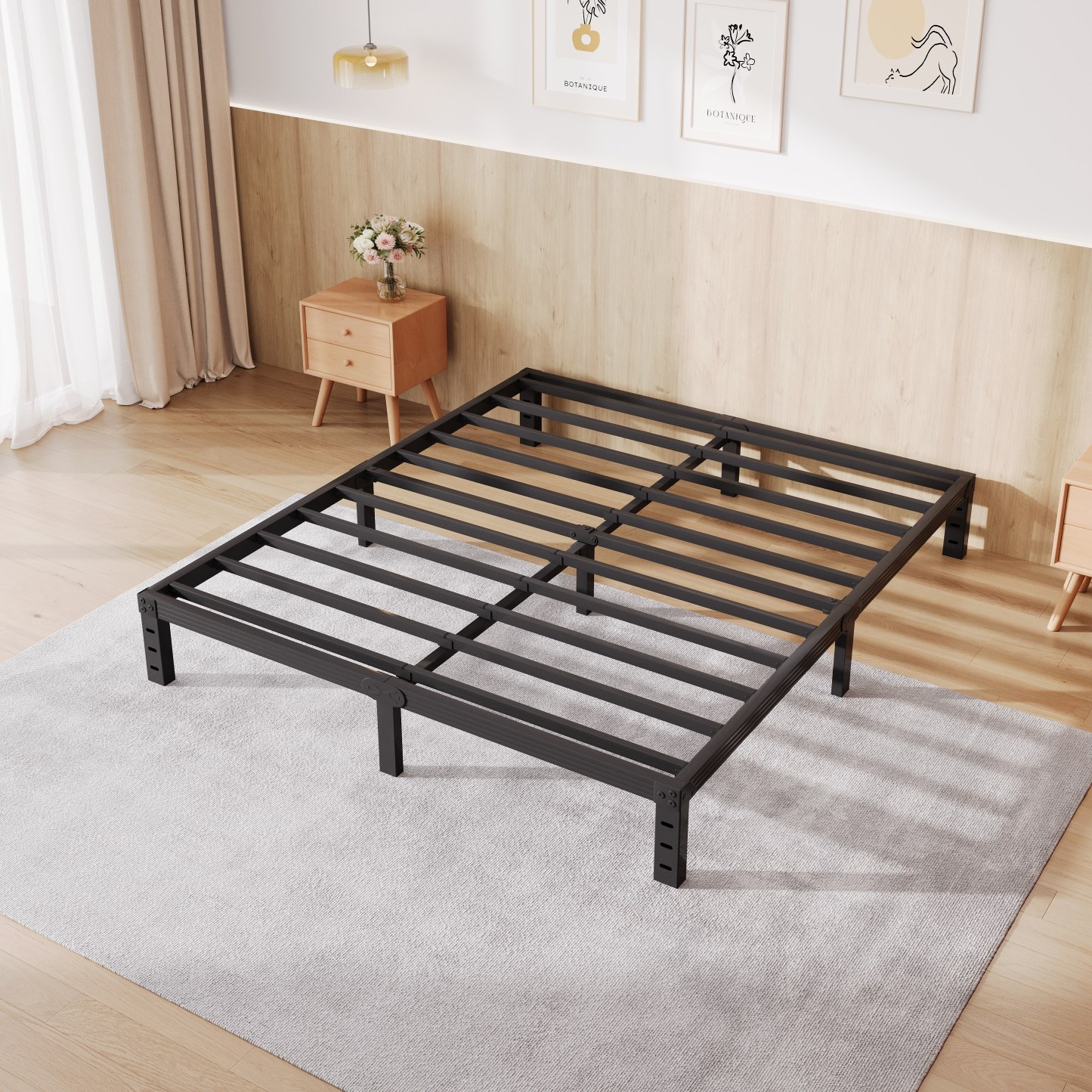 COMASACH 12 in King Bed Frame, Easy Assembly, No Box Spring Needed, Heavy Duty Metal Platform Bed Frame King Size, Noise Free, Black