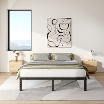 COMASACH 14 inch King Bed Frame, Easy Assembly, No Box Spring Needed, Heavy Duty Metal Platform King Size, Noise Free, Black