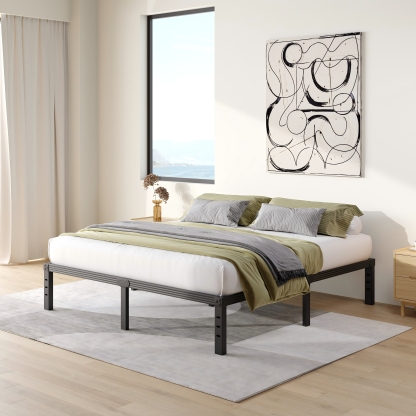 COMASACH 14 inch King Bed Frame, Easy Assembly, No Box Spring Needed, Heavy Duty Metal Platform King Size, Noise Free, Black