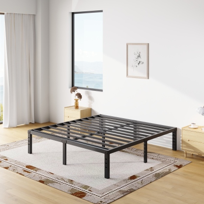 COMASACH 18 inch King Bed Frame, Easy Assembly, Heavy Duty Metal Platform, Noise Free, Black