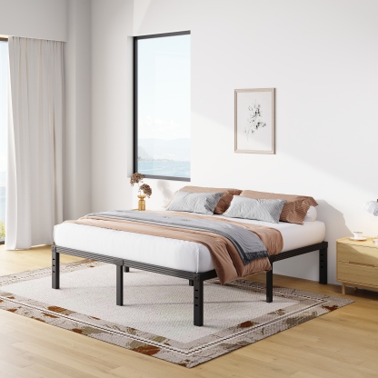COMASACH 18 inch King Bed Frame, Easy Assembly, Heavy Duty Metal Platform, Noise Free, Black