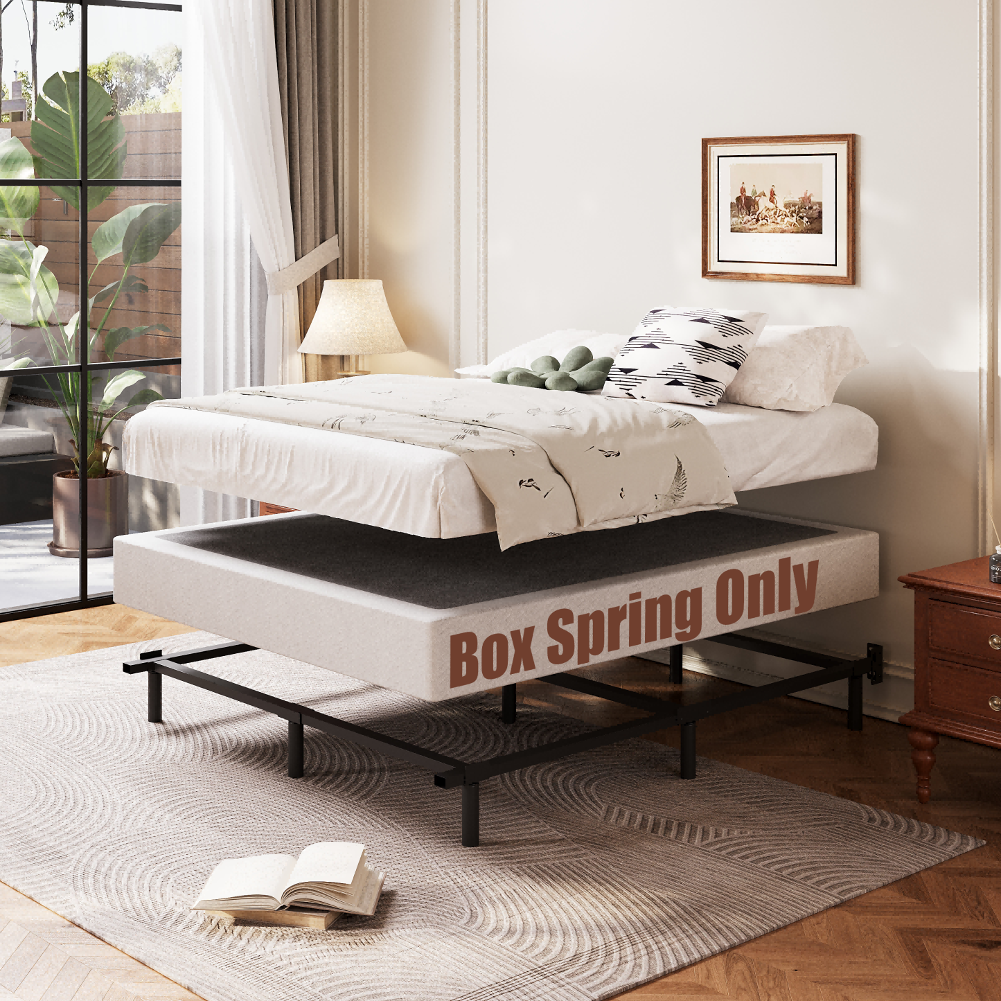 COMASACH 9" Heavy-Duty Metal Box Spring Mattress Foundation, King size，Easy Assembly