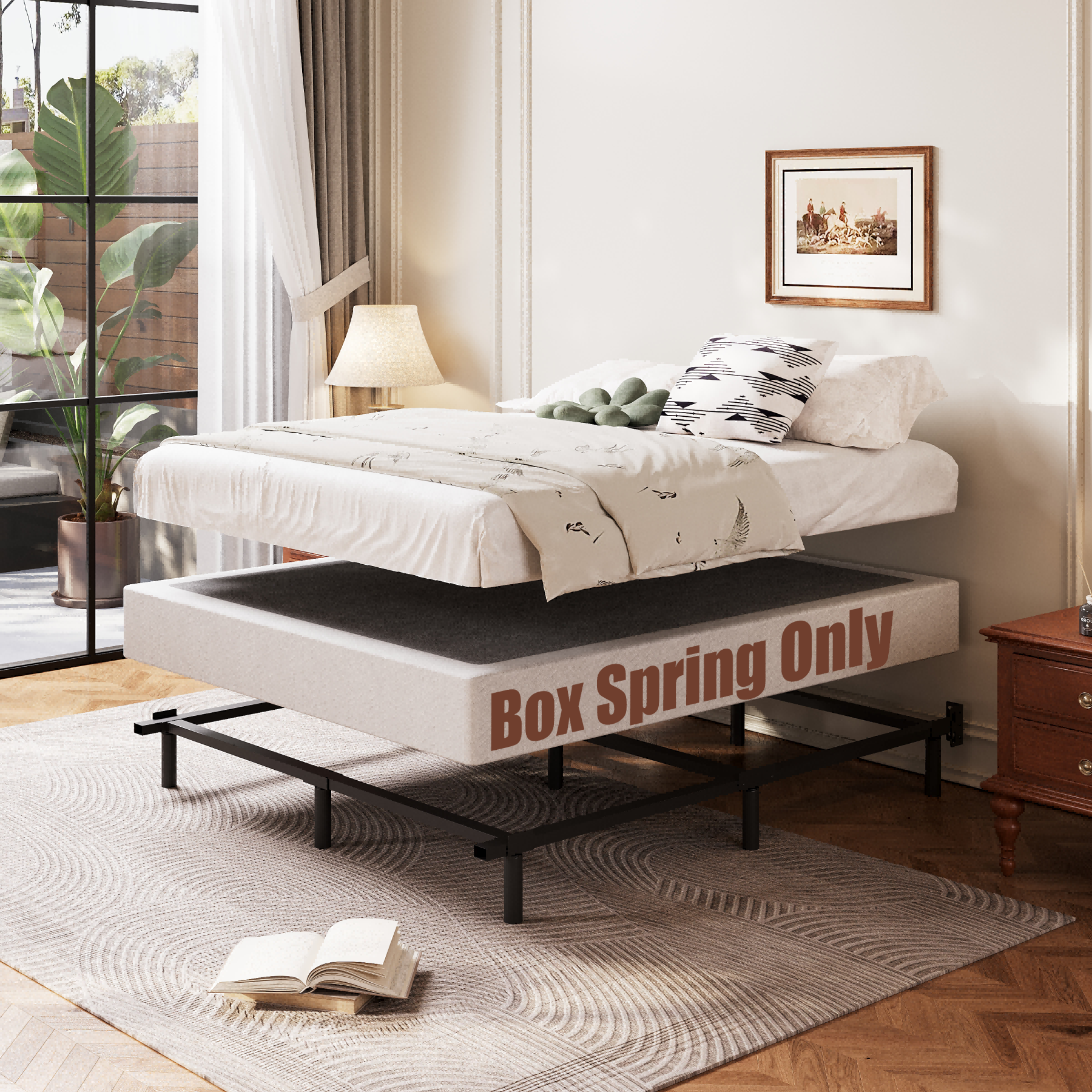 COMASACH 9" Heavy-Duty Metal Box Spring Mattress Foundation, King size，Easy Assembly