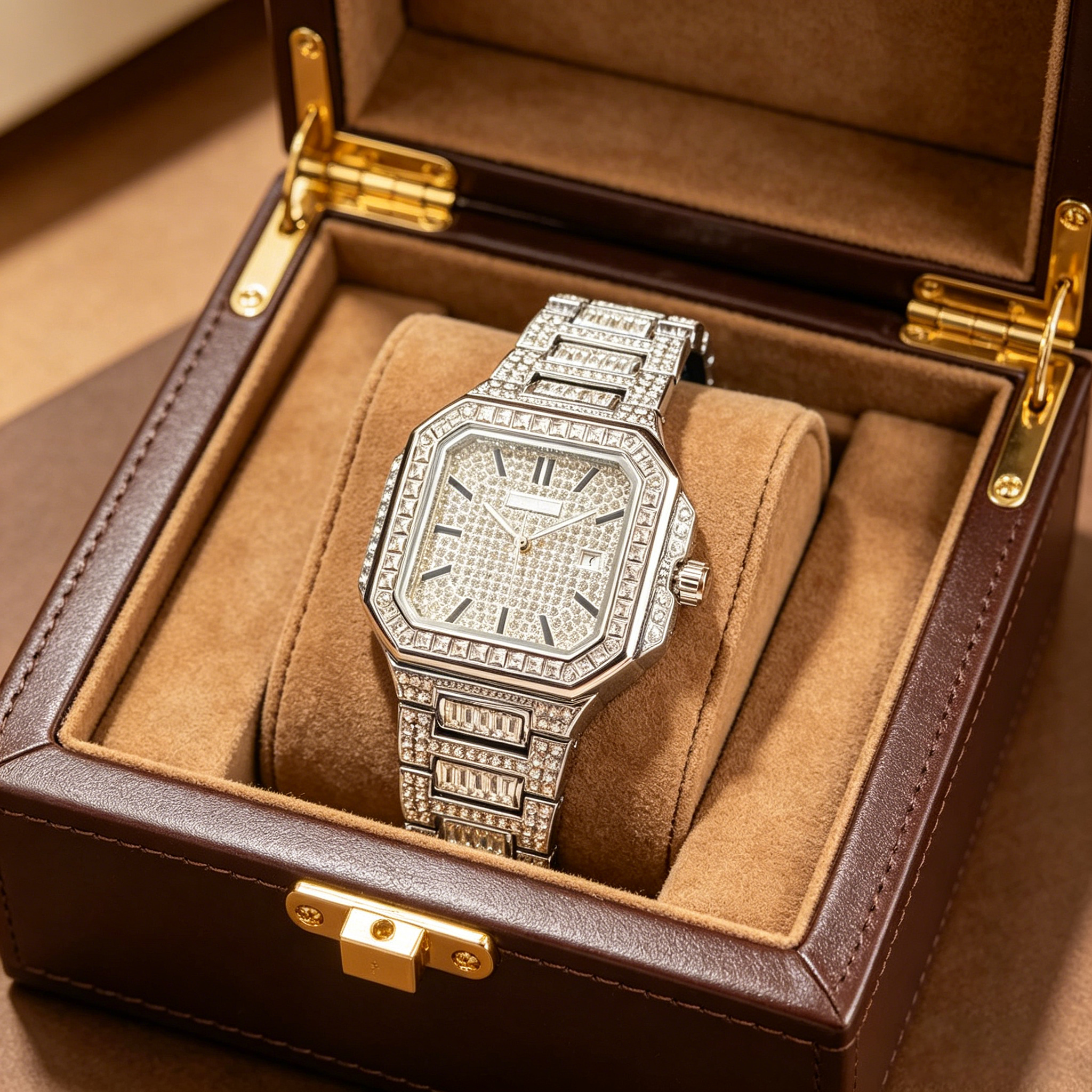 ✨Luksuzni kvadratni sat s cirkonima – Elegantni sjaj za svaku prigodu✨