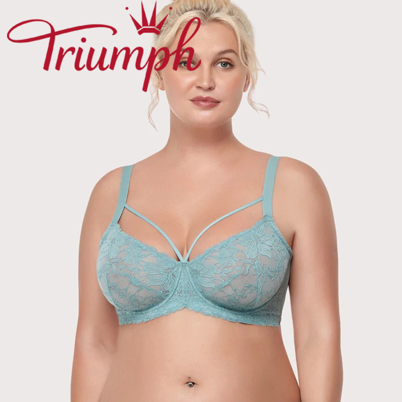Triumph - 3 pezzi (75A-110F) 💝Reggiseno senza fodera in pizzo con spalline In Petals
