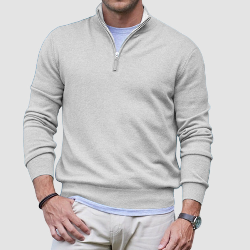 Maglione casual da uomo con cerniera in cashmere basic