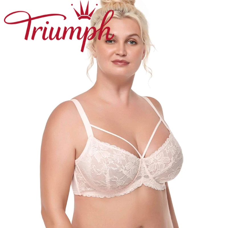 Triumph - 3 pezzi (75A-110F) 💝Reggiseno senza fodera in pizzo con spalline In Petals