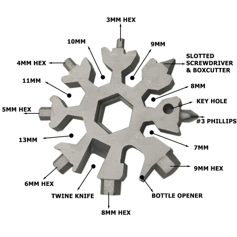 Snowflake - 18-in-1 Stainless Steel Portable MultiTool - 2024 Holiday Edition ❄️