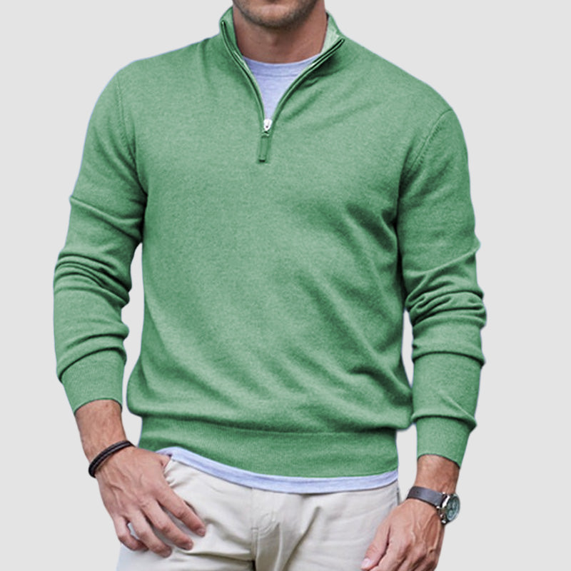 Maglione casual da uomo con cerniera in cashmere basic