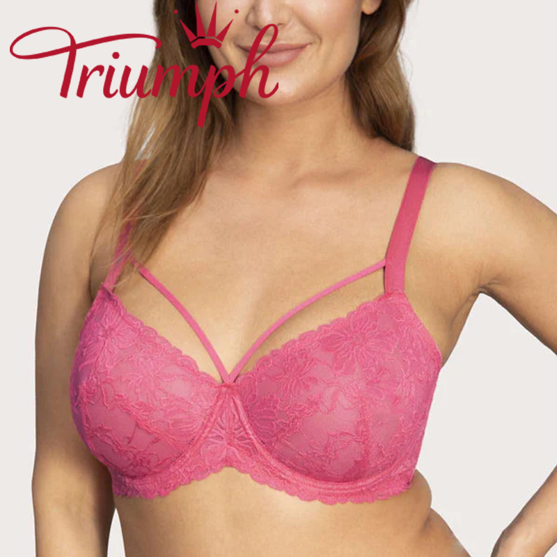 Triumph - 3 pezzi (75A-110F) 💝Reggiseno senza fodera in pizzo con spalline In Petals
