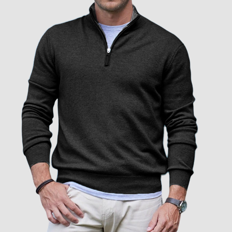 Maglione casual da uomo con cerniera in cashmere basic