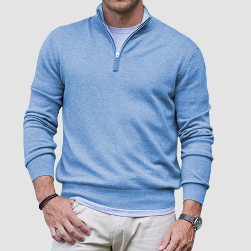 Maglione casual da uomo con cerniera in cashmere basic