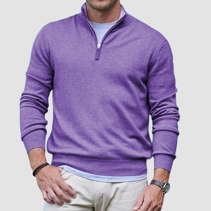 Maglione casual da uomo con cerniera in cashmere basic