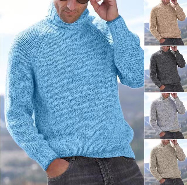 pullover in lana tinta unita da uomo