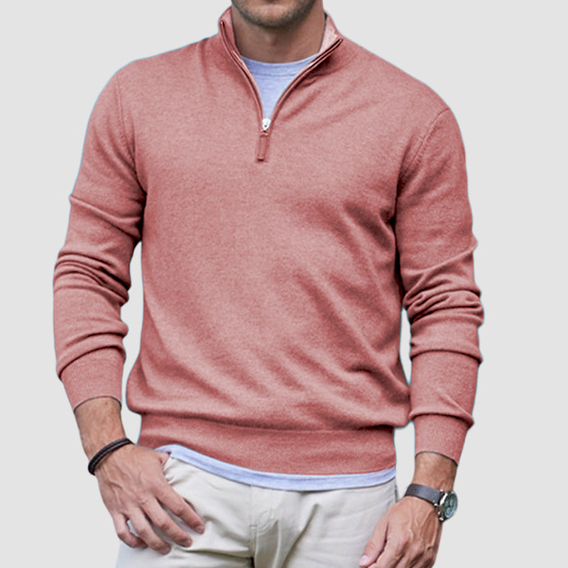 Maglione casual da uomo con cerniera in cashmere basic