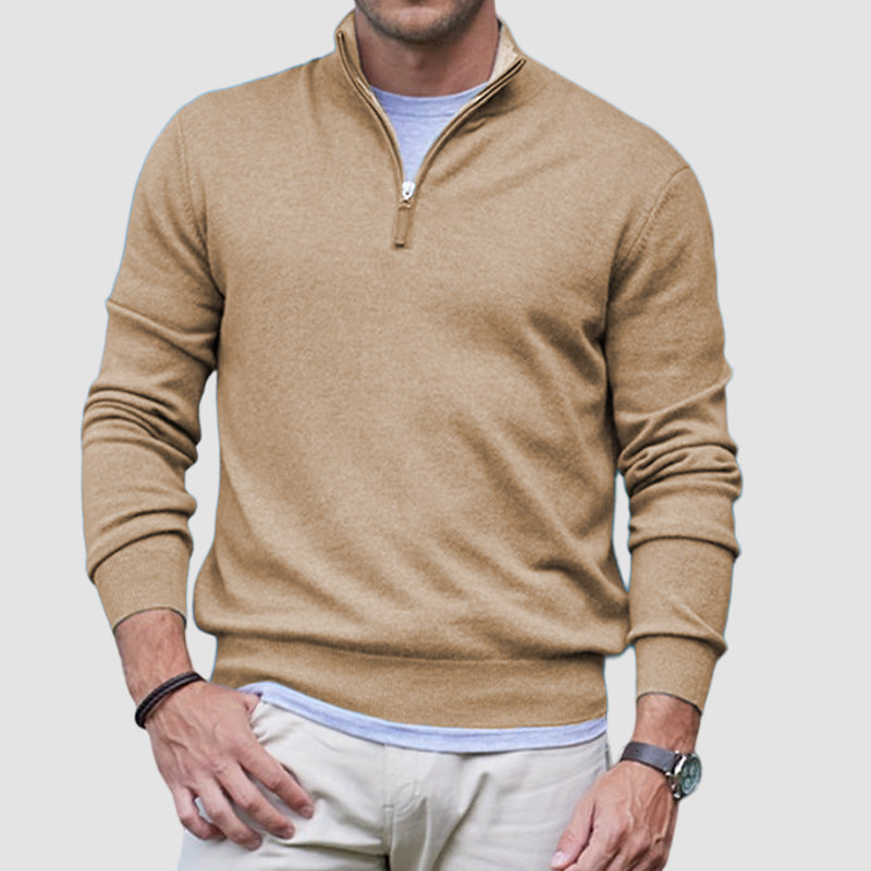 Maglione casual da uomo con cerniera in cashmere basic