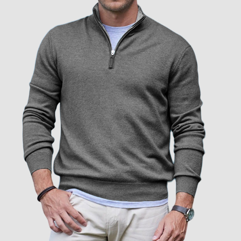 Maglione casual da uomo con cerniera in cashmere basic