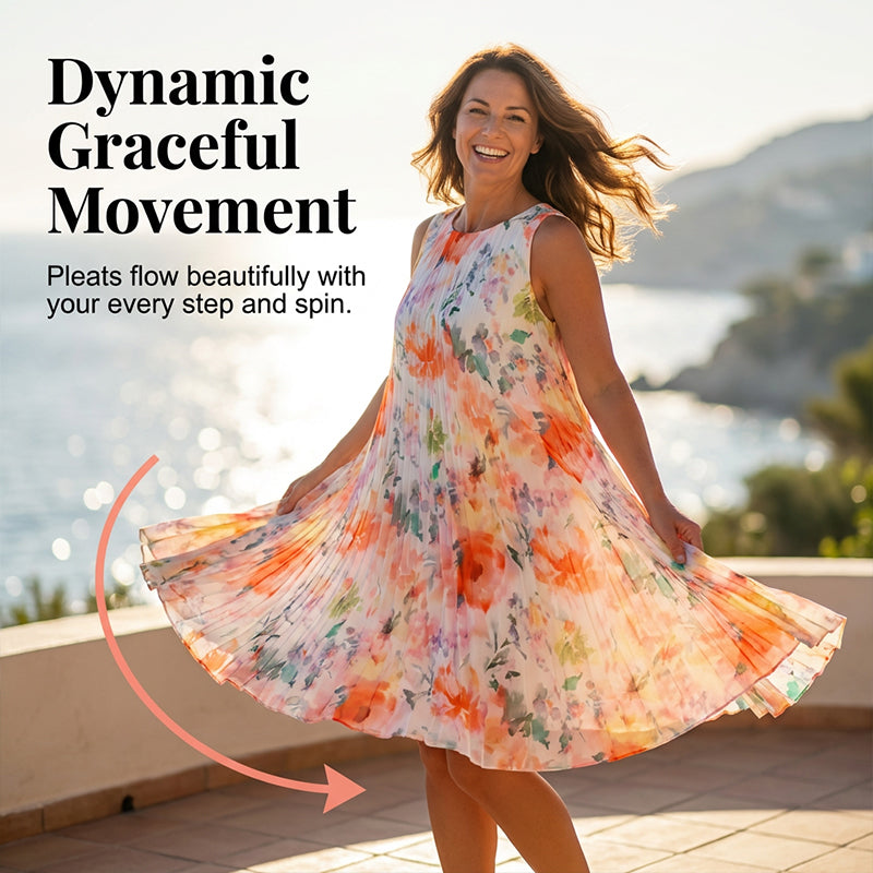 💥 Posebna rasprodaja 50% POPUSTA💥Ženska plisirana haljina bez rukava s cvjetnim printom