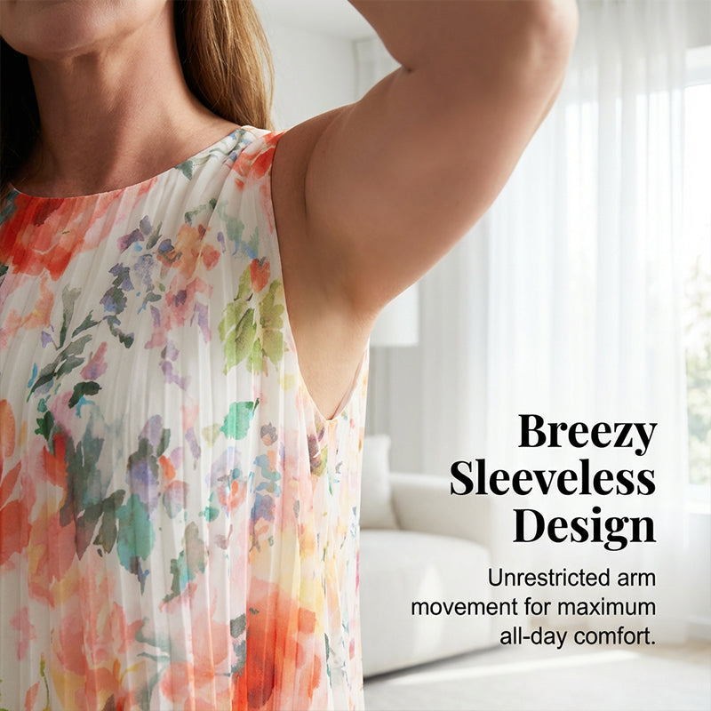 💥 Posebna rasprodaja 50% POPUSTA💥Ženska plisirana haljina bez rukava s cvjetnim printom