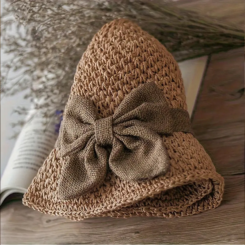 🏖️👒Elegantni pleteni slamnati šešir s mašnom