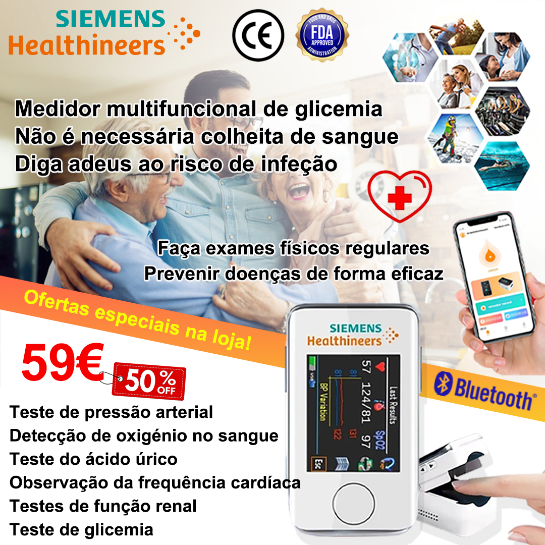 💖Medidor portátil de glicemia da Siemens, indolor e não invasivo, sem necessidade de colheita de sangue: diga adeus à infeção! ✅