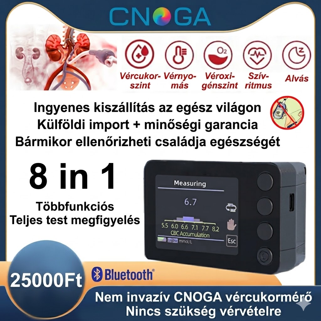 💖CNOGA Multifunkcionális, nem invazív vércukorszintmérő: Nincs szükség vérvételre! Búcsút inthetsz a fertőzésveszélynek! 🎀🎀