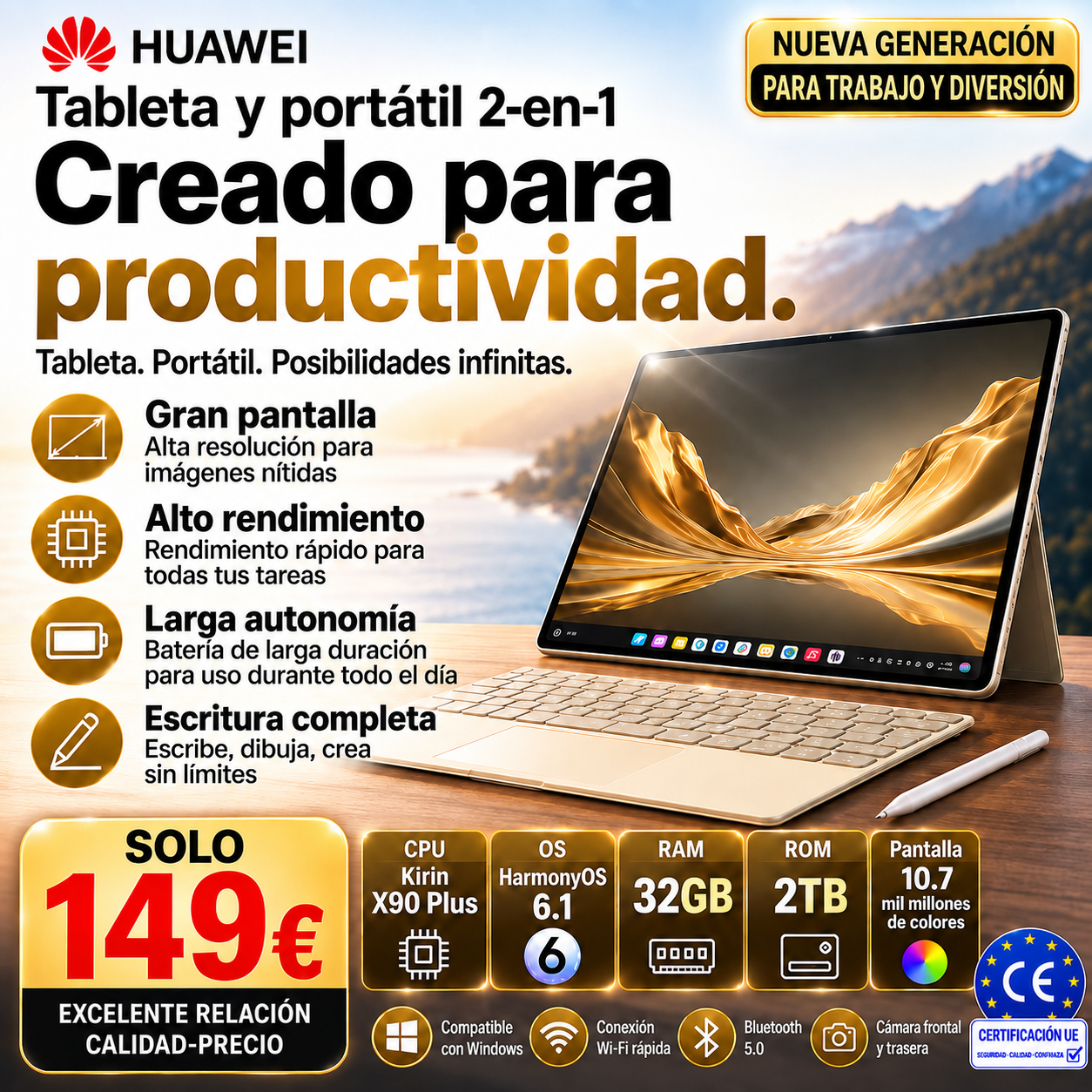 🌹HUAWEI MateBook Fold La nueva generación de portátiles plegables: elegancia y rendimiento en uno.
