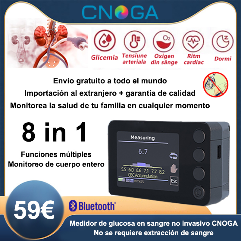 💖Medidor de glucosa en sangre CNOGA multifuncional no invasivo, sin necesidad de tomar muestras de sangre, ¡diga adiós a los riesgos de infección! ✅